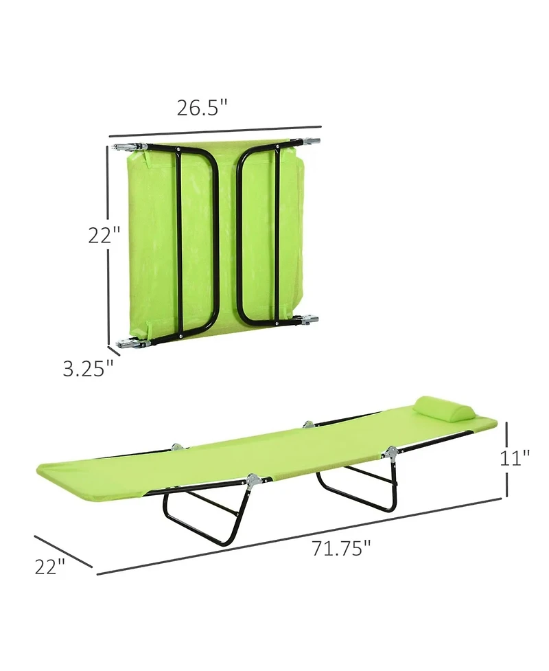 Yiortwo Outdoor Folding Chaise Lounge Chair with Reclining Back and Headrest