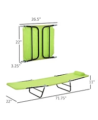 Yiortwo Outdoor Folding Chaise Lounge Chair with Reclining Back and Headrest
