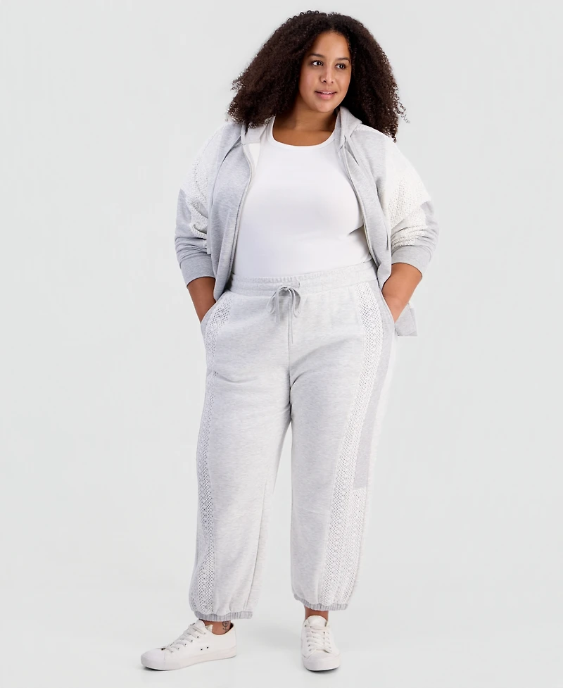 And Now This Plus Crochet High-Rise Fleece Jogger, Macy's Exclusive