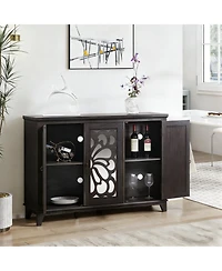 Clihome Buffet Cabinet with 3 Mirrored Doors, 49.33'' Wide Storage Adjustable Shelves