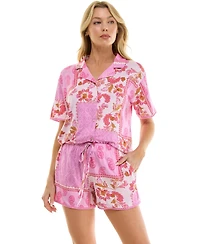 Roudelain Women's Pasha Paisley Patchwork Top & Shorts, 2-Piece Set
