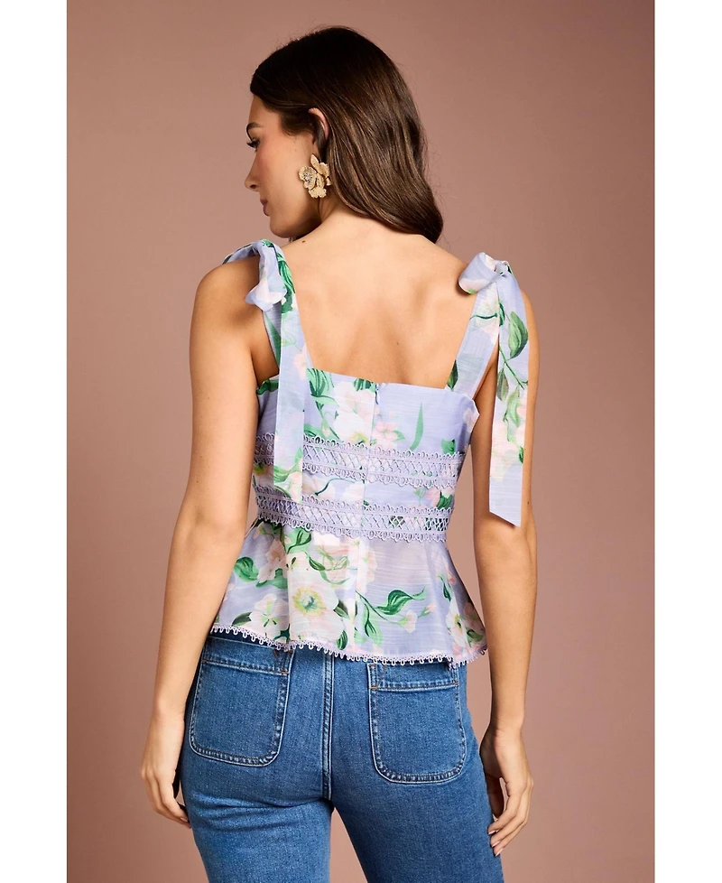 Coast Women's Square Neck Bow Shoulder Peplum Top