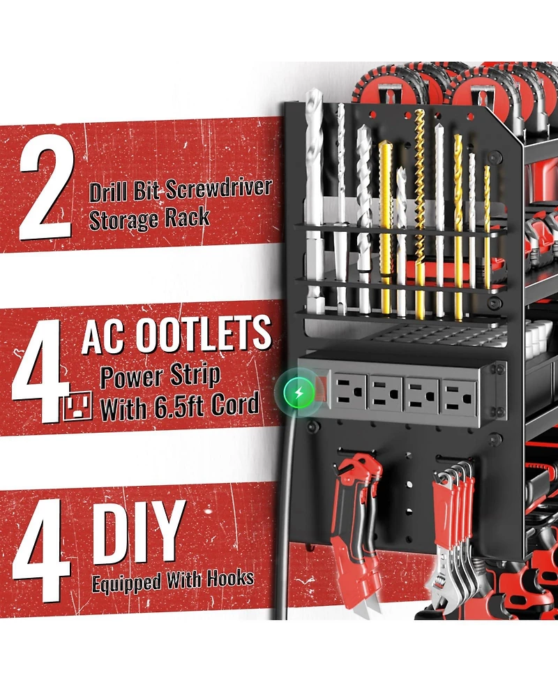 Xdovet Power Tool Organizer Wall Mount Charging Station Metal Drill Holder