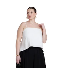 Eloquii Plus Cascading Linen Crop Women's Top