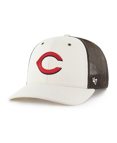 Carhartt x '47 Men's Natural/Brown Cincinnati Reds Undyed Trucker Adjustable Hat