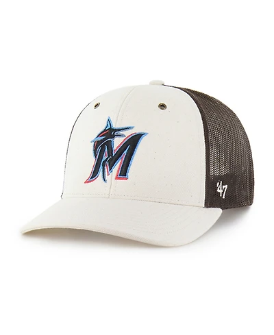 Carhartt x '47 Men's Natural/Brown Miami Marlins Undyed Trucker Adjustable Hat