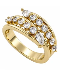 And Now This Cubic Zirconia Gold-Tone Plated Graduated Stone Bypass Ring