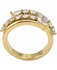 And Now This Cubic Zirconia Gold-Tone Plated Graduated Stone Bypass Ring