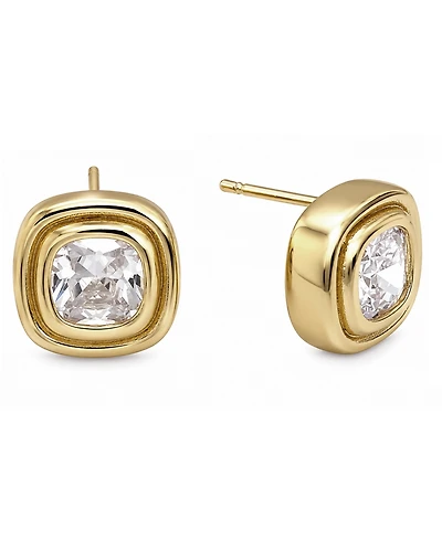And Now This Cubic Zirconia Gold-Tone Plated Square Stud Earrings