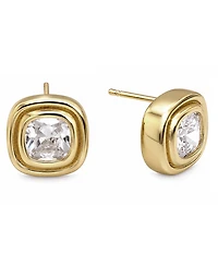 And Now This Cubic Zirconia Gold-Tone Plated Square Stud Earrings