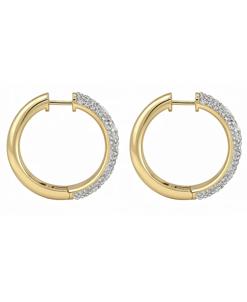 And Now This Crystal Composite Stone Hinged Hoop Earrings