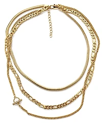And Now This Cubic Zirconia Gold-Tone Plated Triple Strand Chain Necklace