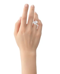and Now This Cubic Zirconia Fine Silver-Tone Plated You Me Bypass Ring