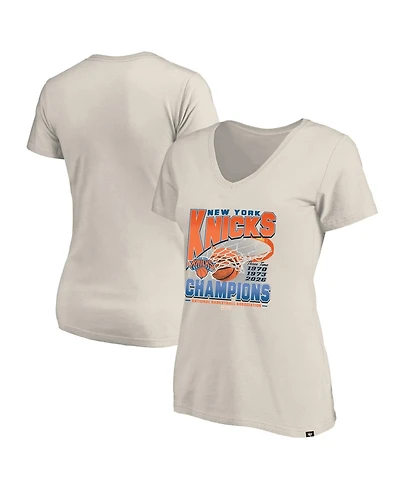 '47 Brand Women's Cream New York Knicks Three-Time Nba Finals Champions Plus V-Neck T-Shirt