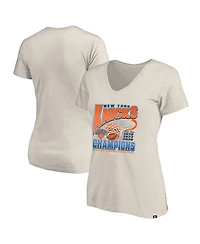 '47 Brand Women's Cream New York Knicks Three-Time Nba Finals Champions Plus V-Neck T-Shirt