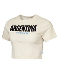 Outerstuff Women's Natural Argentina Fifa World Cup 2026 Elote Squad Cropped T-Shirt