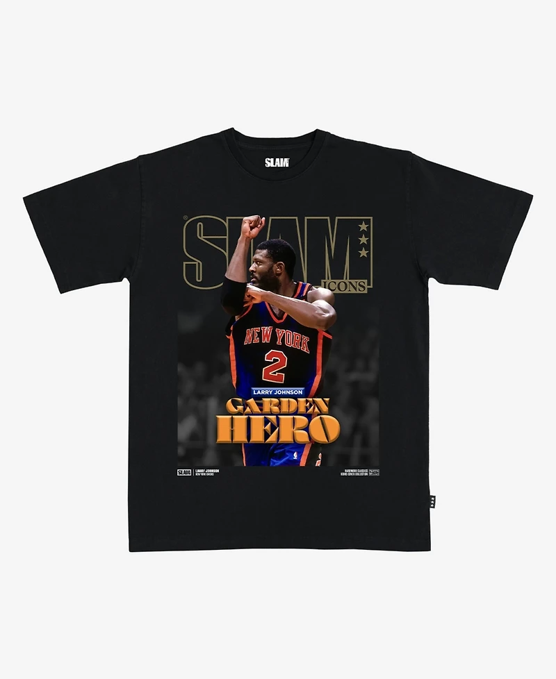 Slam Men's and Women's Larry Johnson Black New York Knicks Hardwood Classics Cover T-Shirt