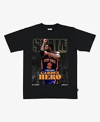 Slam Men's and Women's Larry Johnson Black New York Knicks Hardwood Classics Cover T-Shirt