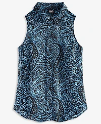 I.n.c. International Concepts Women's Paisley Sleeveless Button-Down Blouse, Created for Macy's