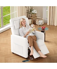 homfan Ergonomic Electric Power Recliner with Massage and Heat, Tall Back and Lumbar Support, Side Pockets and Usb Port for Home Theater