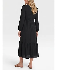 Motherhood Maternity Puff Sleeve Ruffle Midi Dress