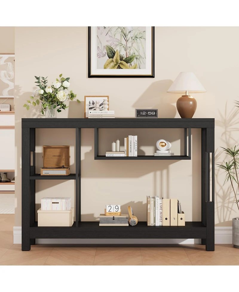 gaomon Industrial Console Table, 47 Inch Narrow Entryway Sofa Table with Open Storage Shelves for Hallway or Living Room