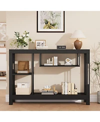 gaomon Industrial Console Table, 47 Inch Narrow Entryway Sofa Table with Open Storage Shelves for Hallway or Living Room