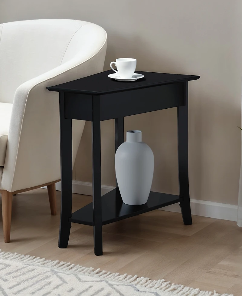 Convenience Concepts Designs2Go Ensenada Rubberwood Wedge End Table with Shelf