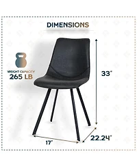 LeisureMod Markley 4-pcs Mid-Century Modern Leather Upholstered Desk Chair for Kitchen, Dining and Office