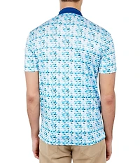 Society of Threads Men's Regular Fit Fish Print Performance Polo