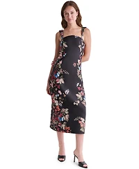 Bcbg Women's Floral Print Square Neck Satin Midi Dress