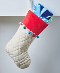 Holiday Lane Whimsy Multi-Bell Colorblocked Christmas Stocking, Macy's Exclusive