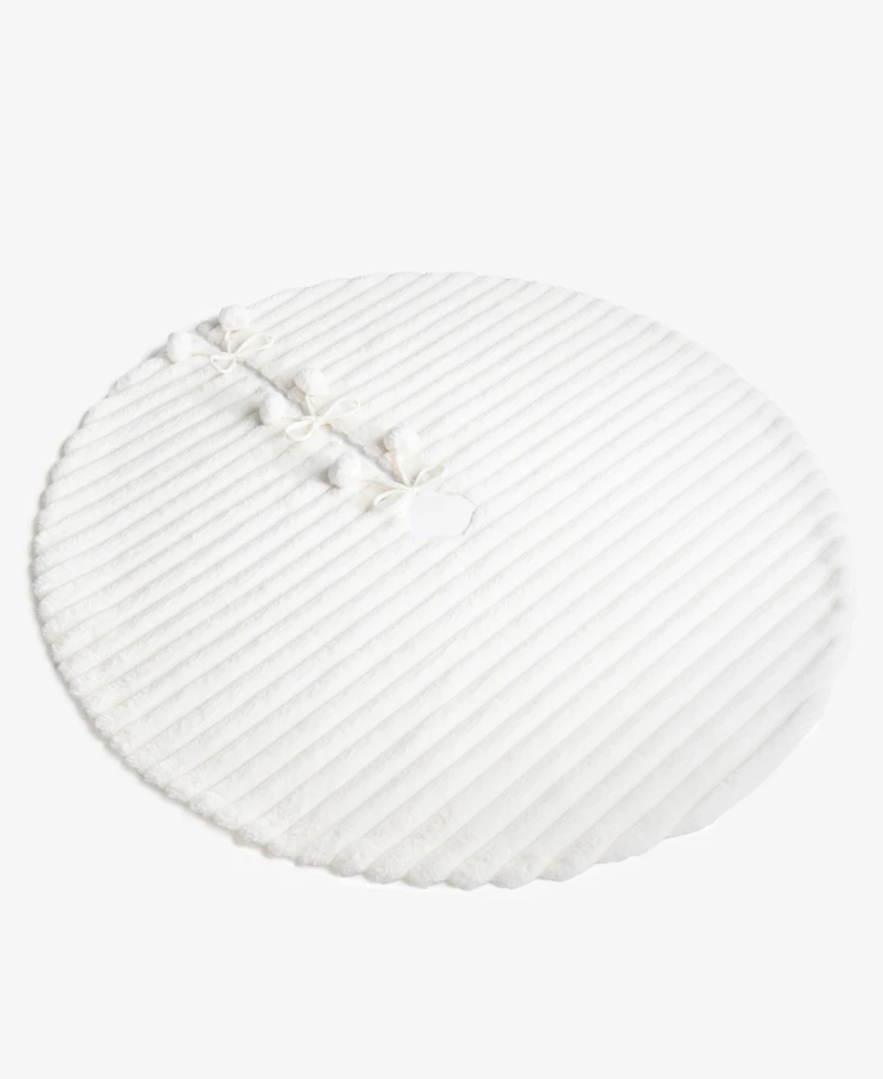 Holiday Lane Opulence White with Pompom Tree Skirt, Macy's Exclusive
