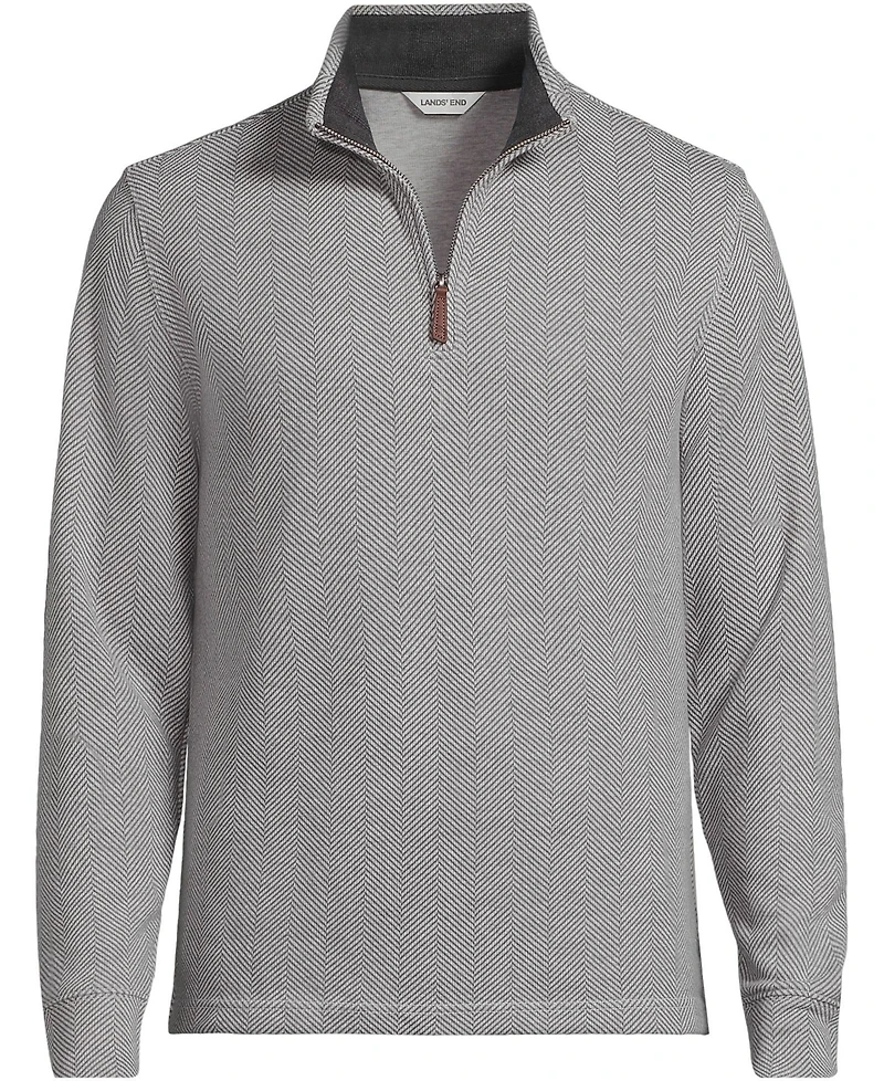 Lands' End Big & Tall Bedford Rib Casual Quarter Zip Sweater