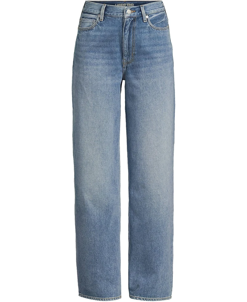 Lands' End Petite Rigid Denim Mid Rise Baggy Jeans