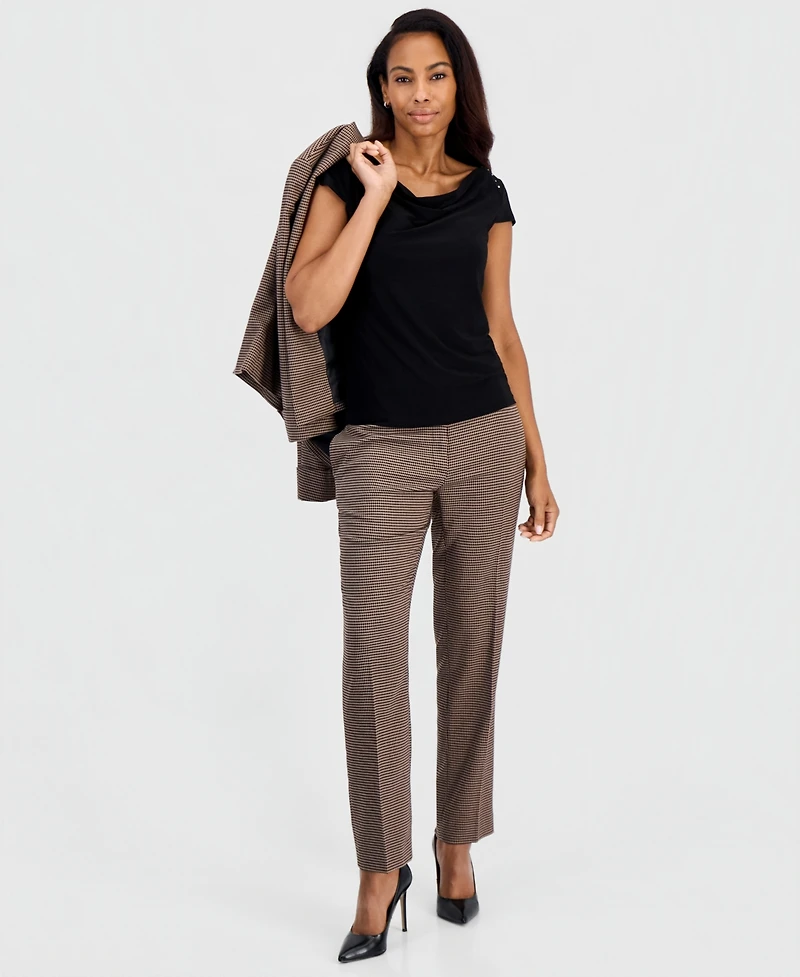Kasper Petite Cowl Neck Cap-Sleeve Blouse