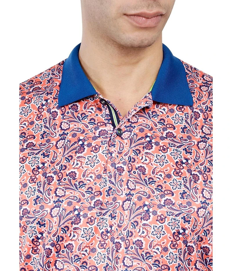 Society of Threads Men's Regular Fit Floral Paisley Performance Polo