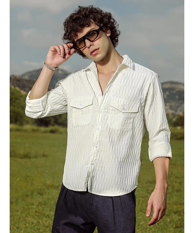 Campus Sutra Crimp-Tactile Utility Shirt