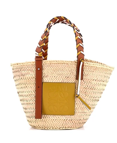 Pre-Owned Loewe Medium Braided Handle Basket Tote Raffia