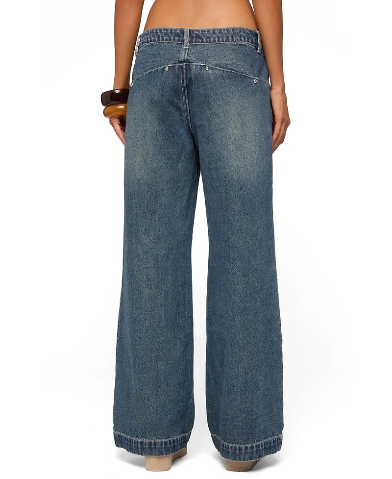Edikted Women's Wyn Studded Low Rise Baggy Jeans