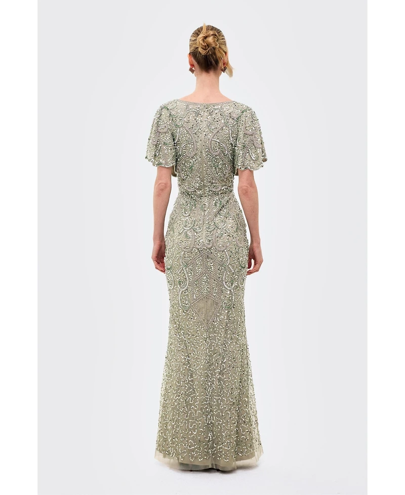Beauut Women's Embellished Sequins Fitted Maxi Gown