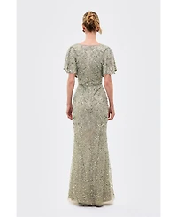Beauut Women's Embellished Sequins Fitted Maxi Gown