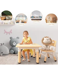 gaomon Kids 3-Piece Adjustable Height Plastic Table and Chair Set Graffiti Desktop Multi-Activity Study Table