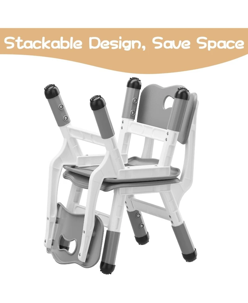 gaomon Kids Table and 4 Chairs Set, Height Adjustable Toddler Activity Table with Graffiti Desktop for Home or Classroom