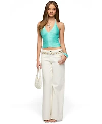 Edikted Womens Bree Fringed Backless Halter Top