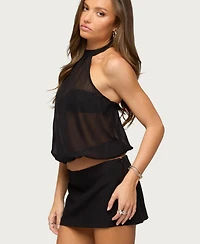 Edikted Women's Sheer Built Bra Bubble Top