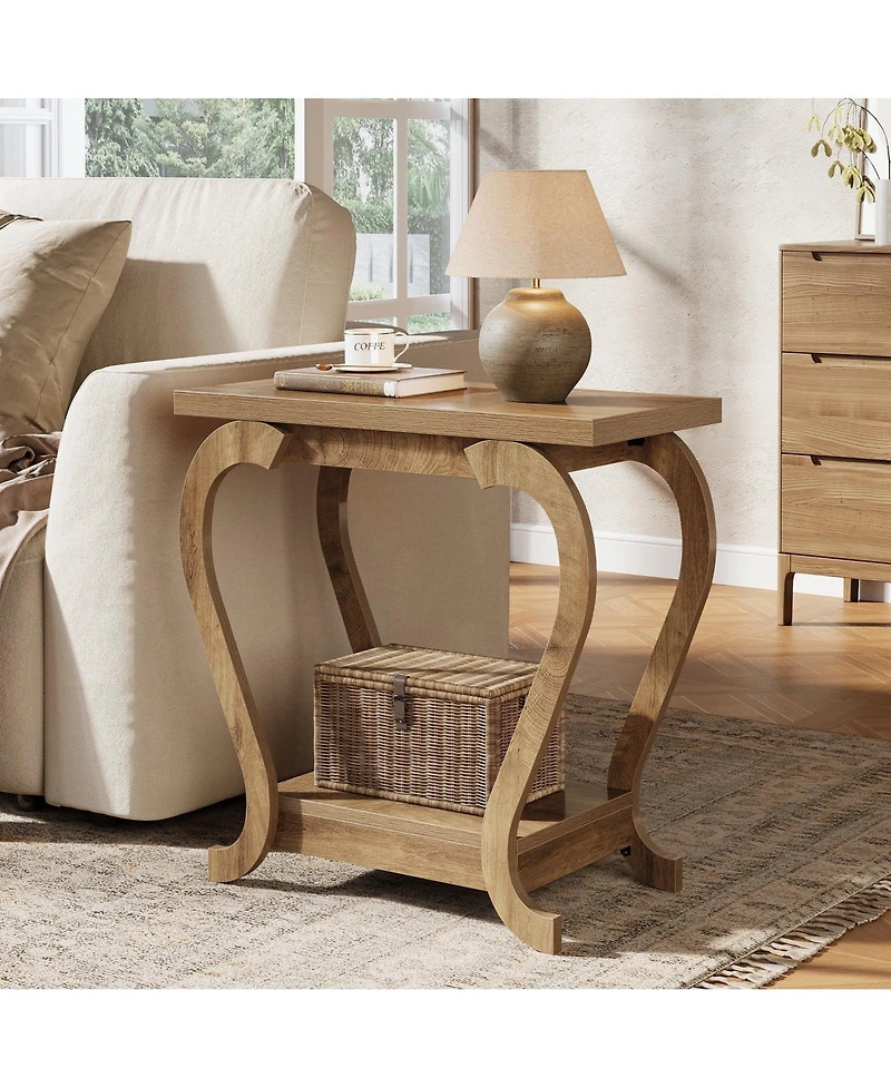 Slickblue 2-Tier Narrow End Table with Storage Shelves