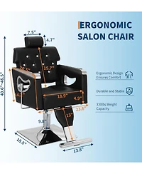 gaomon Reclining Salon Chair for Hair Stylists, Hydraulic Barber Chair with Pu Leather, High-Density Sponge Cushion, Adjustable Height, 360degree(s)