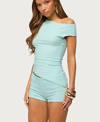 Edikted Women's Atile Asymmetric Off Shoulder Textured Top