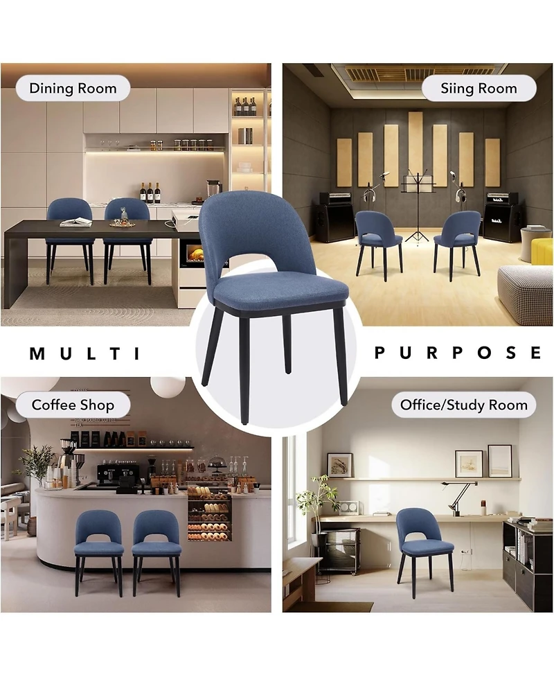 gaomon Upholstered Dining Chairs Set of 4, Modern Fabric Dining Room Chairs with High Back and Deep Seat, Wooden Legs Kitchen Chairs for Dining Room